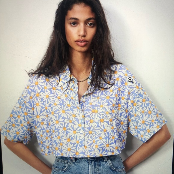 Zara daisy linen cropped shirt - Picture 4 of 4